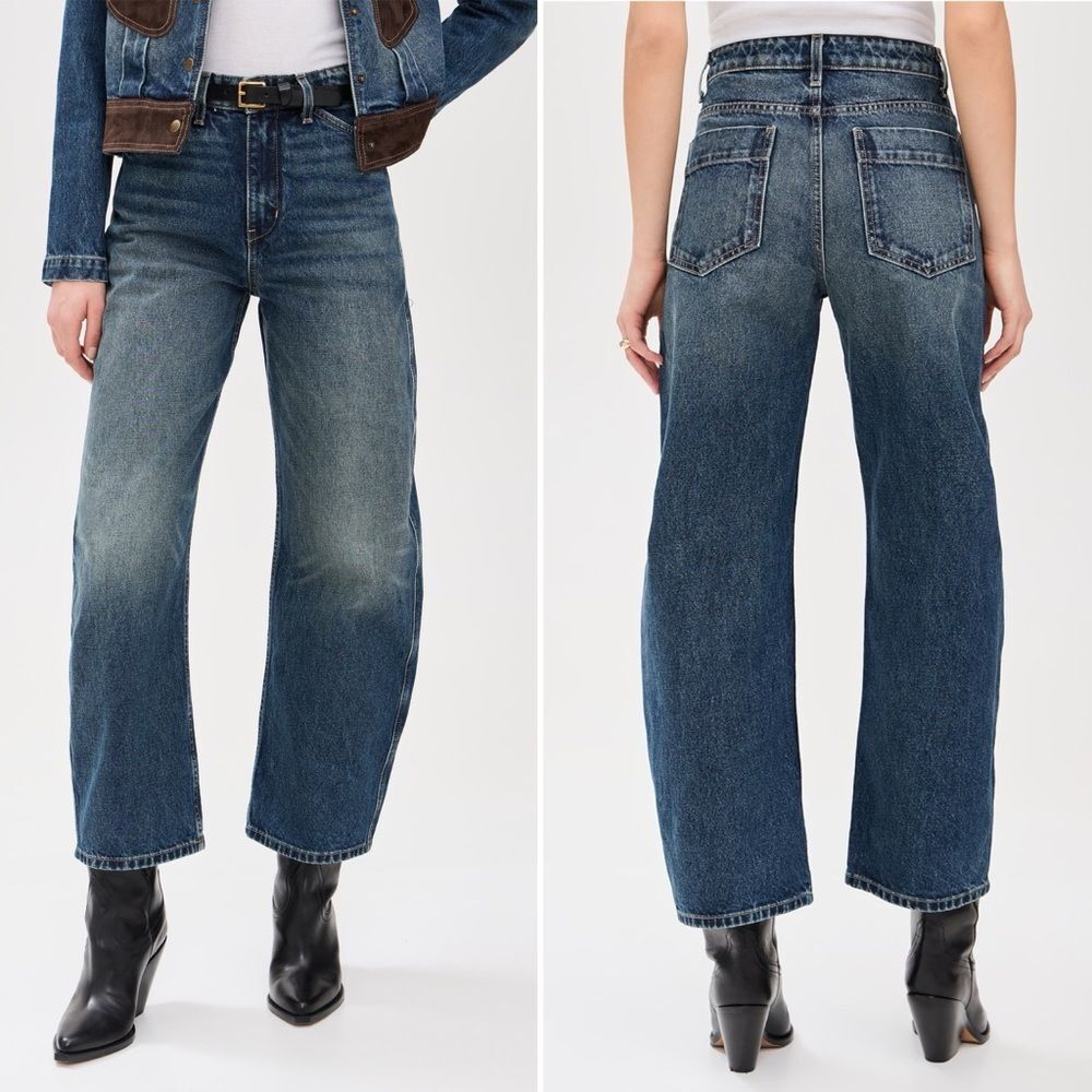 Nili Lotan Barrel Leg Jeans Otis Style Simon Wash Medium Blue Size 29